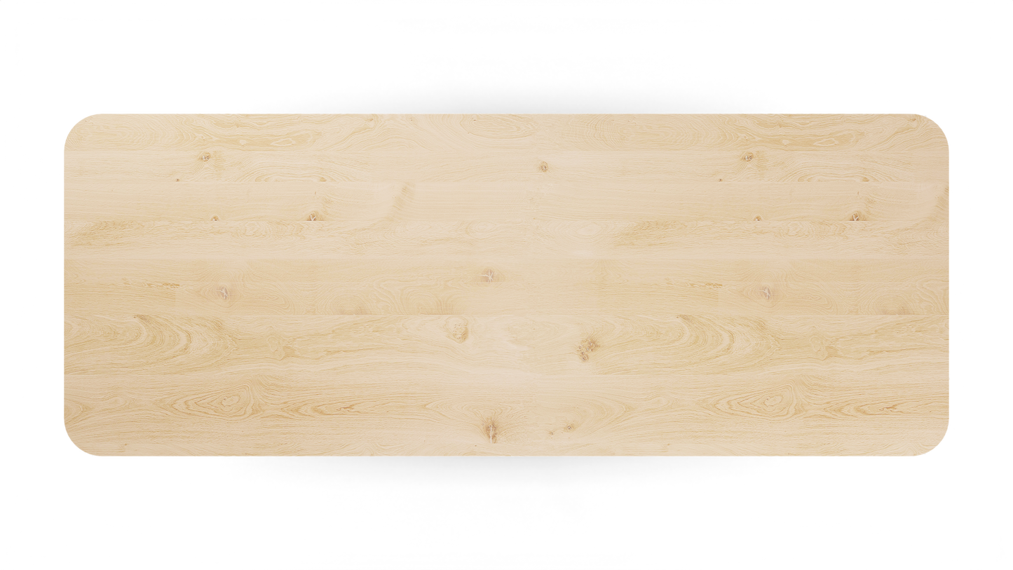 Eettafel Mano rechthoekig met radius met houten poot eiken